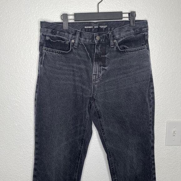 Old Navy Jeans Mens Size 32x30 Black Faded Straight Taper Denim Dark Wash - Picture 10 of 16